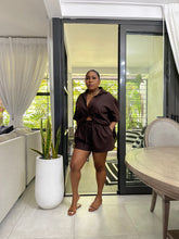Load image into Gallery viewer, Chocolate Brown “CANCUN” Linen Short Set
