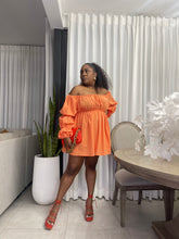 Load image into Gallery viewer, Soft Orange “GHANA” Tube Puff Sleeved Dress
